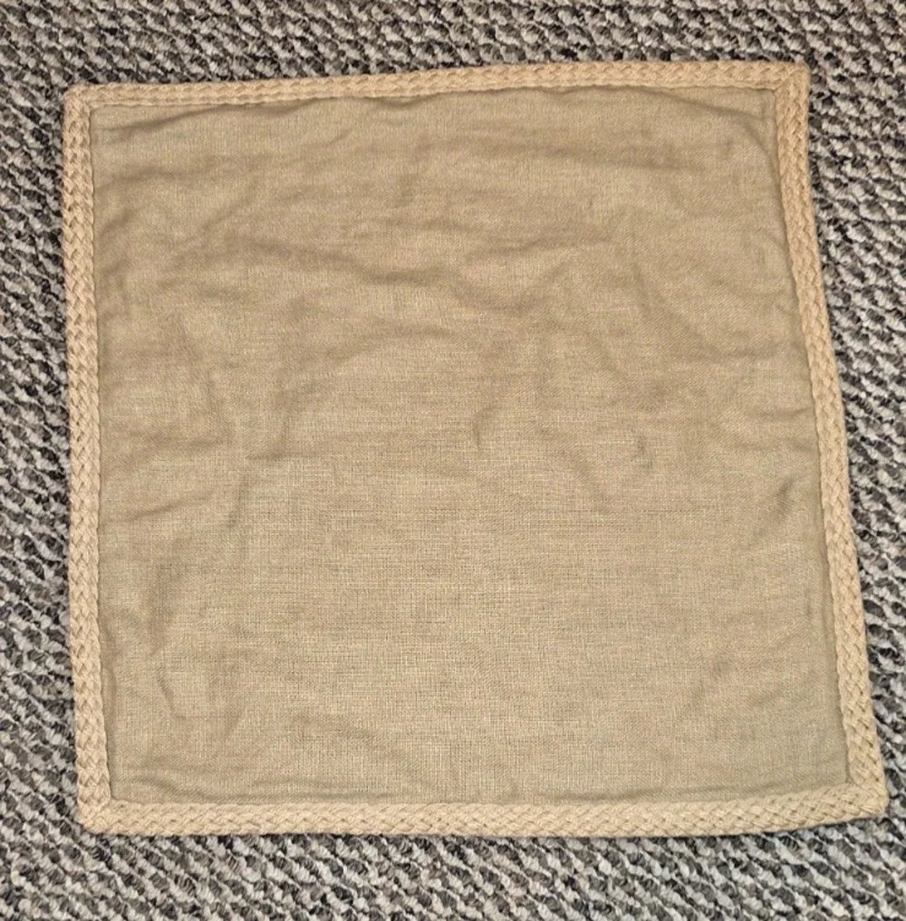 Pottery Barn Yellow Linen Pillow Cover 20x20 Braided Jute Trim Square Sham